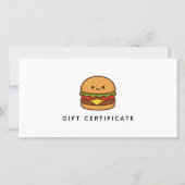 Cute Burger Restaurant Business Gift Certificate (Voorkant)