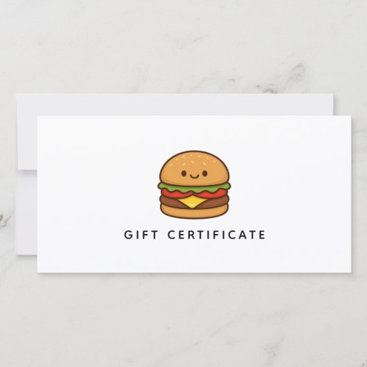 Cute Burger Restaurant Business Gift Certificate (Voorkant)