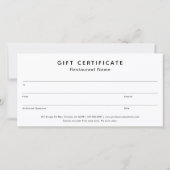Cute Burger Restaurant Business Gift Certificate (Achterkant)
