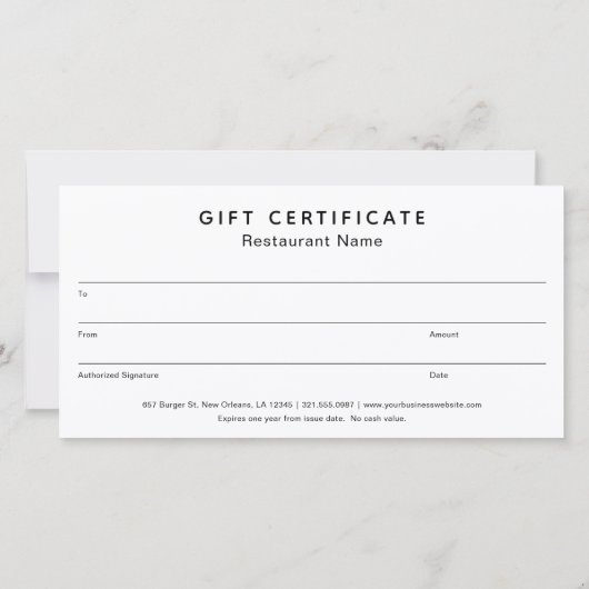 Cute Burger Restaurant Business Gift Certificate (Achterkant)
