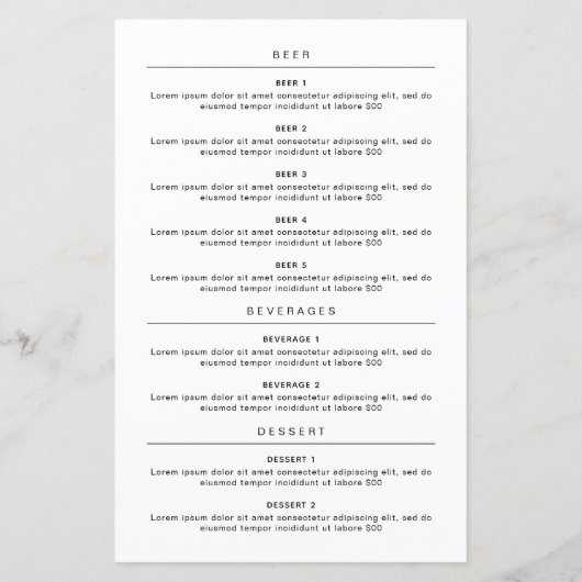 Cute Burger Restaurant Menu (Achterkant)