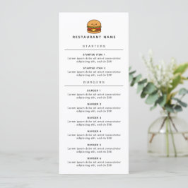 Cute Burger Restaurant Menu