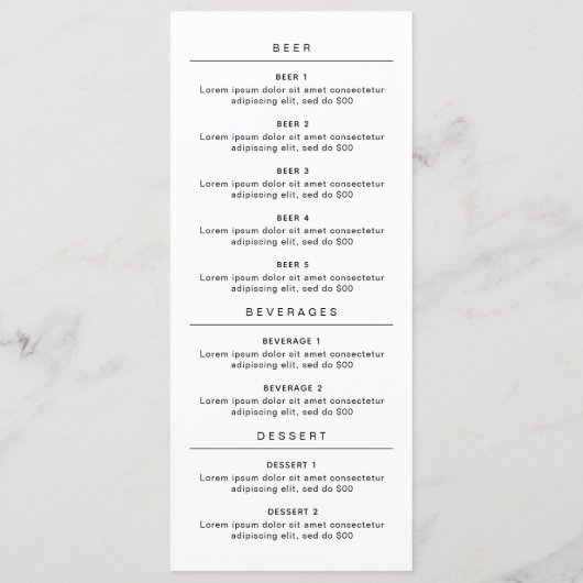 Cute Burger Restaurant Menu (Achterkant)