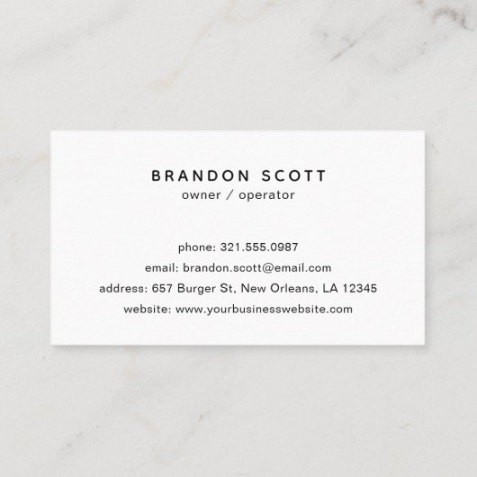 Cute Burger Restaurant Visitekaartje (Achterkant)