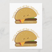 Cute Burger Snijbare Valentijnskaarten Donkerrood Bedankkaart (Voorkant)