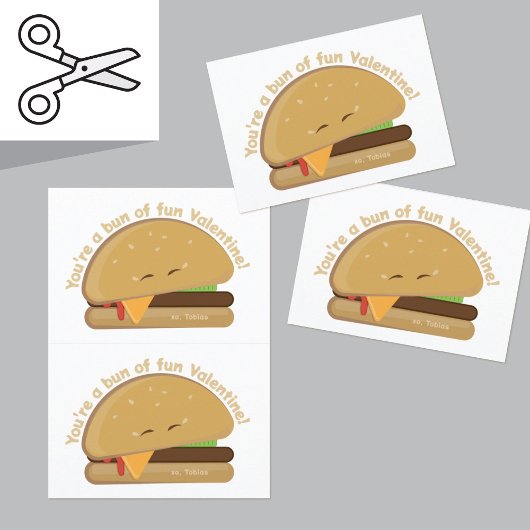Cute Burger Snijbare Valentijnskaarten Donkerrood Bedankkaart