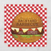 Cute Burger Summer BBQ Party Invitation Kaart (Voorkant / Achterkant)