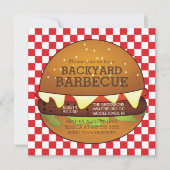 Cute Burger Summer BBQ Party Invitation Kaart (Voorkant)