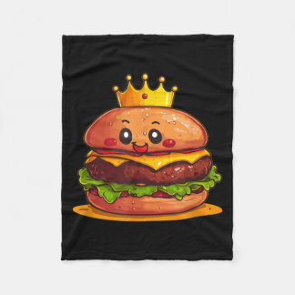 Cute Burger With Crown And Kingdom Costume  Fleece Deken