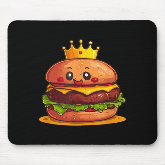 Cute Burger With Crown And Kingdom Costume  Muismat (Voorkant)