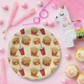 Cute Burgers and Fries party Papieren Bordje (Feest)