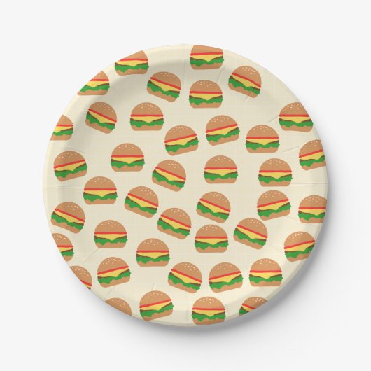 Cute Burgers Paper Borden Papieren Bordje (Voorkant)