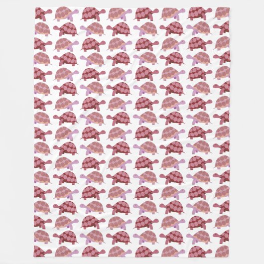 Cute Burgundy Cartoon Tortoise Pattern Fleece Deken (Voorkant)