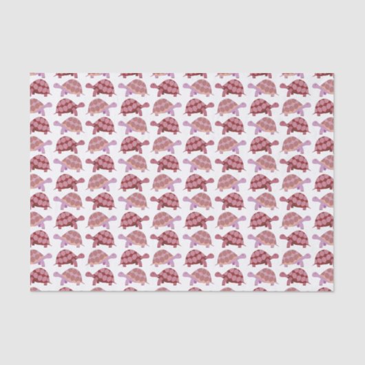 Cute Burgundy Cartoon Tortoise Pattern Tissuepapier (Voorkant)