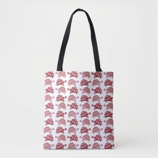 Cute Burgundy Cartoon Tortoise Pattern Tote Bag (Voorkant)