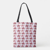 Cute Burgundy Cartoon Tortoise Pattern Tote Bag (Achterkant)