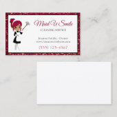 Cute Burgundy Glitter Cleaning Maid Service Visitekaartje (Voorkant / Achterkant)