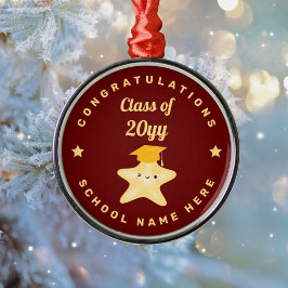 Cute Burgundy Gold Reach voor het Afstuderen van d Metalen Ornament