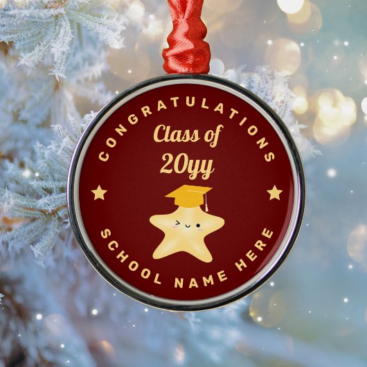 Cute Burgundy Gold Reach voor het Afstuderen van d Metalen Ornament