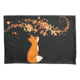 Cute Burnt Oranje Fox en Autumn Leaves  Kussensloop