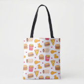 Cute Burrito Pizza Sandwich Burger Fries Pattern Tote Bag (Voorkant)