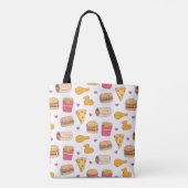 Cute Burrito Pizza Sandwich Burger Fries Pattern Tote Bag (Achterkant)