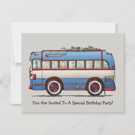 Cute Bus Tour Bus Kaart (Voorkant)