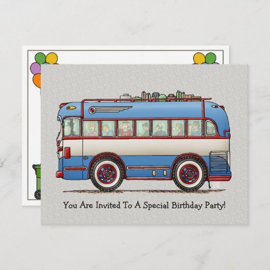 Cute Bus Tour Bus Kaart (Voorkant / Achterkant)