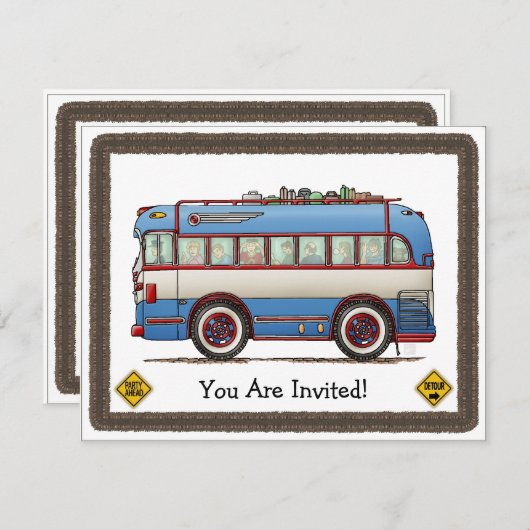 Cute Bus Tour Bus Kaart (Voorkant / Achterkant)