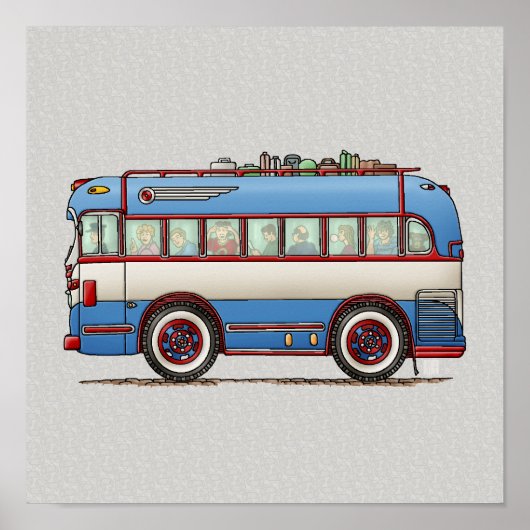 Cute Bus Tour Bus Poster (Voorkant)