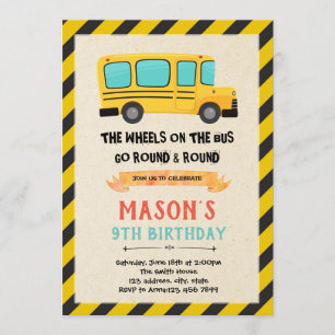 Cute bus Wheels op uitnodiging voor bus