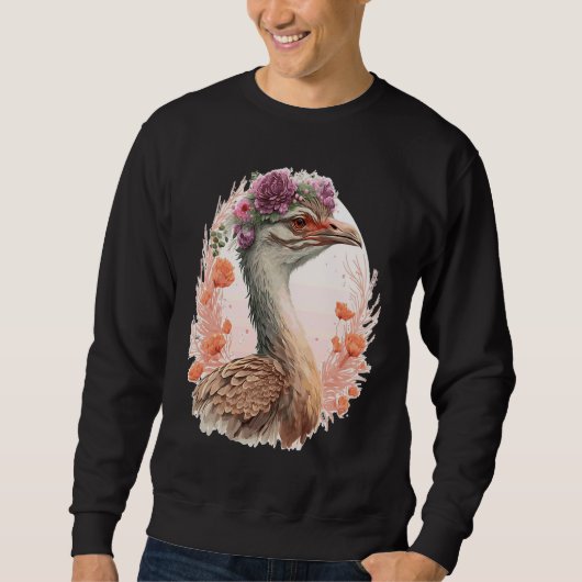 Cute Bustard Bird Watching Flower Crown Floral Bir Trui (Voorkant)