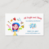 Cute Busy Cartoon Maid Cleaning Service Visitekaartje (Voorkant)