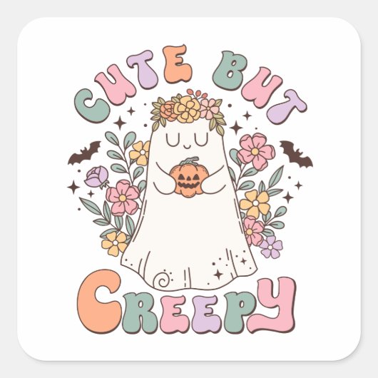 Cute but Creepy Halloween Vierkante Sticker (Voorkant)