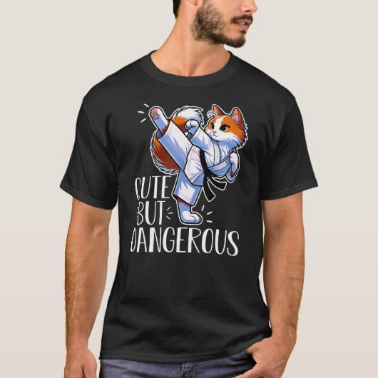 Cute But Dangerous Cat High Kick T-shirt (Voorkant)