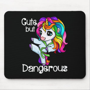 Cute but Dangerous Funny Karate Unicorn Girl Muismat