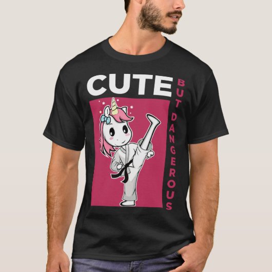 Cute but Dangerous Karate Taekwondo Unicorn Karate T-shirt (Voorkant)
