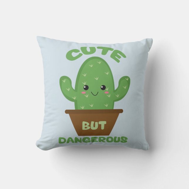 Cute but Dangerous - Kawaii Cactus - Funny Kussen (Voorkant)