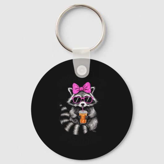 Cute But Feral Funny Colorful Racoon With Sungles  Sleutelhanger (Voorkant)