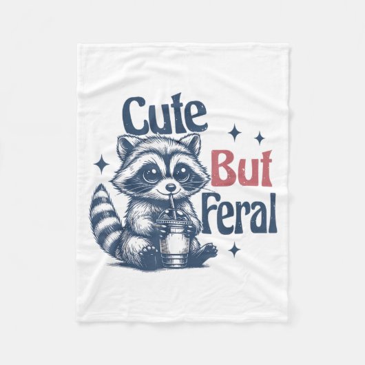 Cute But Feral Raccoon Drinking Boba Toddler Vinta Fleece Deken (Voorkant)
