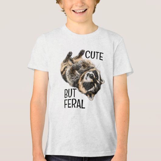 Cute But Feral Raccoon Trash Panda  Tri-Blend Shirt (Voorkant)