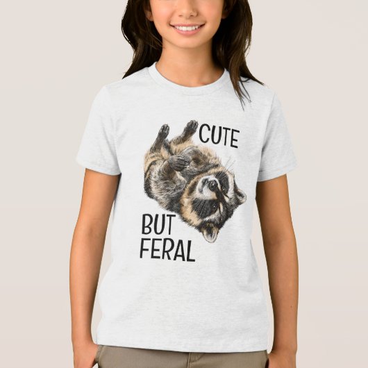 Cute But Feral Raccoon Trash Panda  Tri-Blend Shirt (Voorkant)