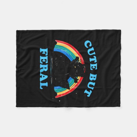 Cute But Feral Raccoon With Rainbow Funny Raccoon  Fleece Deken (Voorkant (Horizontaal))