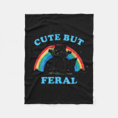 Cute But Feral Raccoon With Rainbow Funny Raccoon  Fleece Deken (Voorkant)
