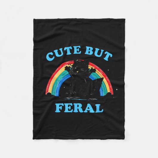 Cute But Feral Raccoon With Rainbow Funny Raccoon  Fleece Deken (Voorkant)