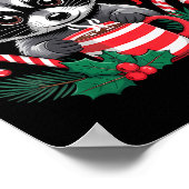 Cute But Feral Raccoon With Santa Hat Xmas Cute Ch Poster (Hoek)