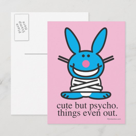 Cute but Psycho Briefkaart (Voorkant / Achterkant)