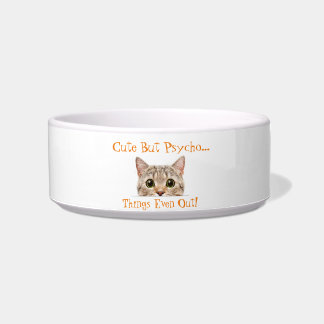 Cute but Psycho Ceramic Pet Bowl. with Cat Design Voerbakje
