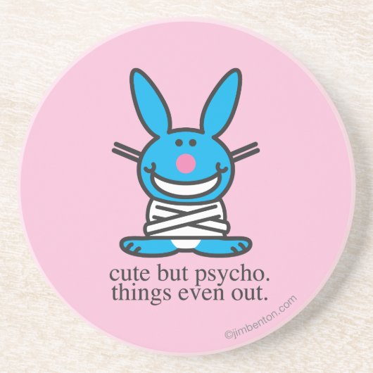 Cute but Psycho Zandsteen Onderzetter (Voorkant)