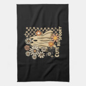 Cute but Spooky Funny Floral Halloween Ghost Check Theedoek (Verticaal)